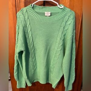 NWT St. John’s Bay Women’s Light Green Cable Knit Sweater Size M